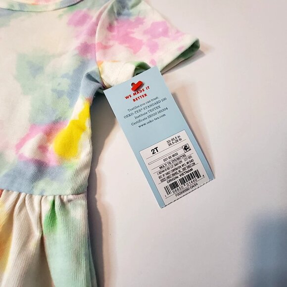 Cat & Jack Toddler Girls Size 2T Watercolor Tie-Dye Cotton Dress flowing skirt - Picture 3 of 7